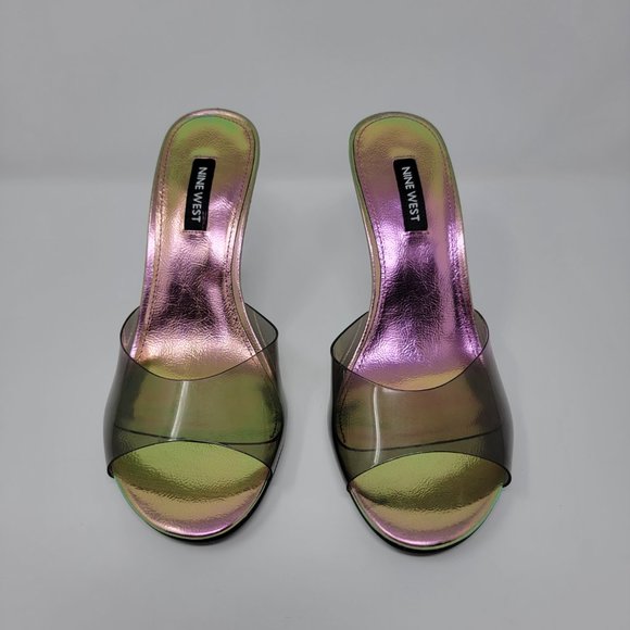 Nine West Iridescent Ido Heeled Slide Sandals - Picture 3 of 13